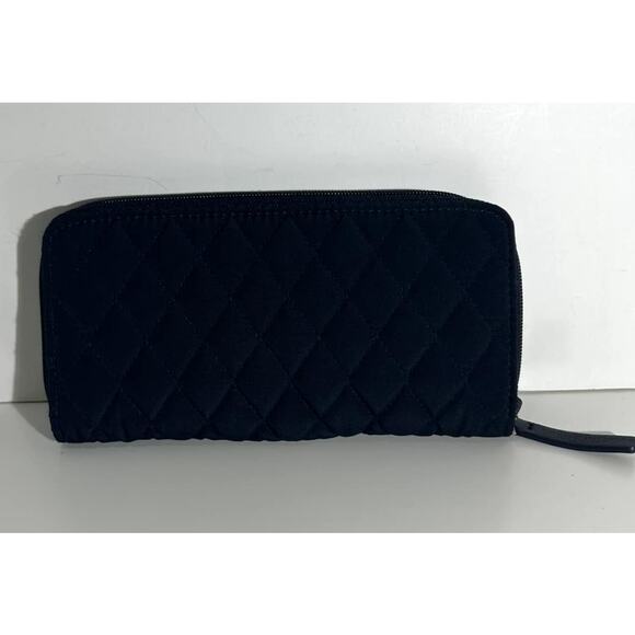 Vera Bradley Navy Blue Quilted Zip Around Wallet ID Holder Solid - Picture 3 of 6